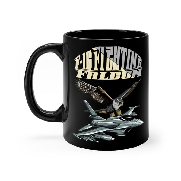 Spirit of the Falcon F-16:  Black mug 11oz | Coffee Mugs | Ceramic Mug